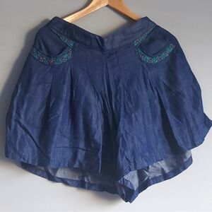 NWT Vosari Blue Embroidered Skort | Lemon Dress Boutique | Cotton Tencel